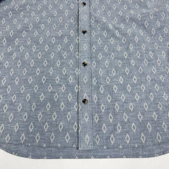 Travis Mathew Blue Gray Diamond Print Short Sleeve Button Down Shirt Men’s XL - Picture 5 of 8